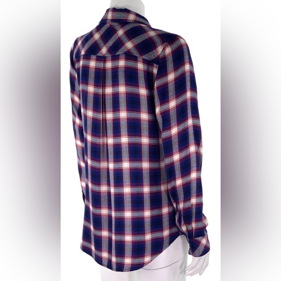 RAILS Hunter Plaid Cobalt Ruby Shirt Americana Red White Blue Button Front - Picture 5 of 15